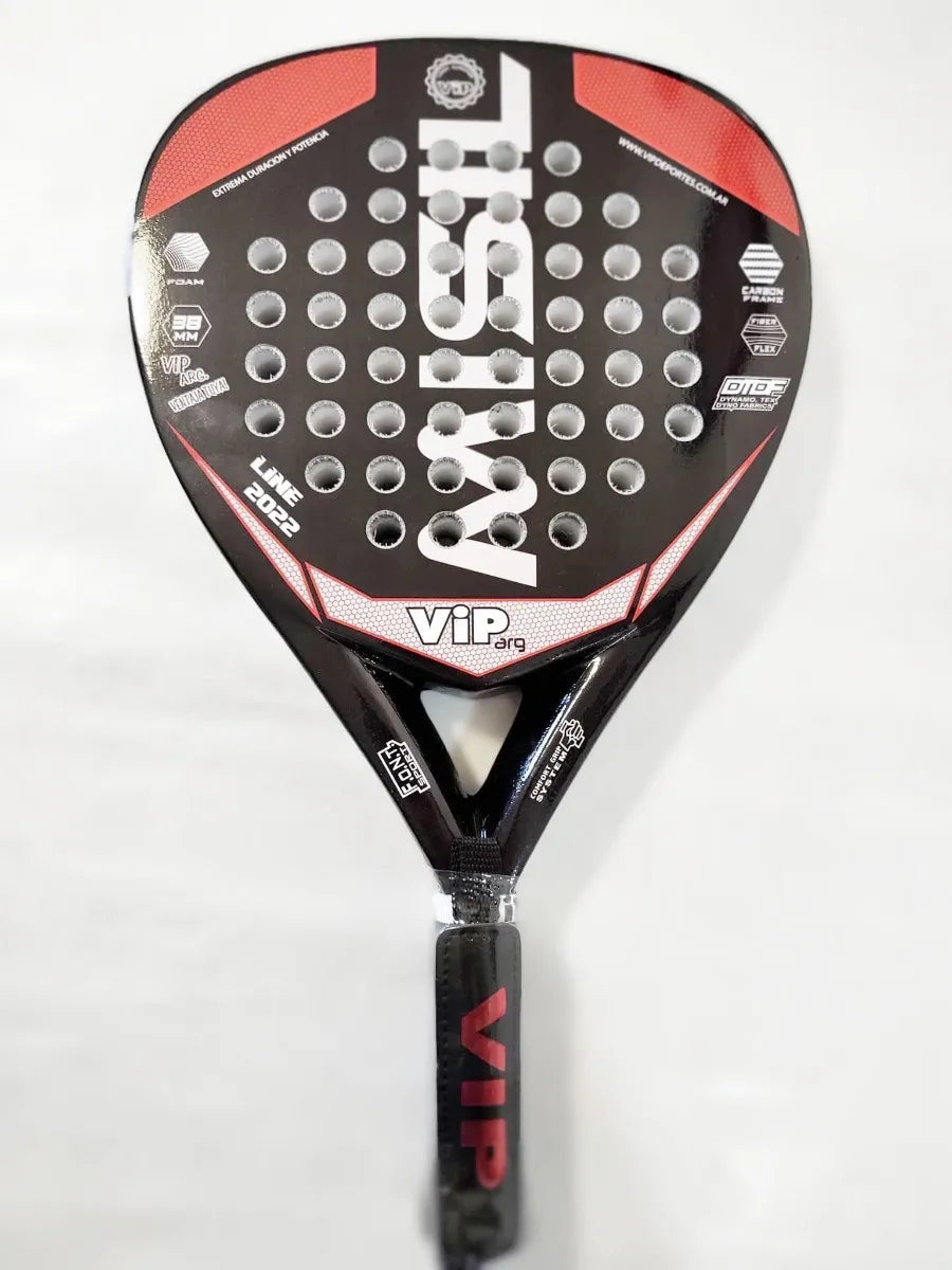 Paleta Padel Vip Misil. Pala Paddle - Negro C/ Rojo